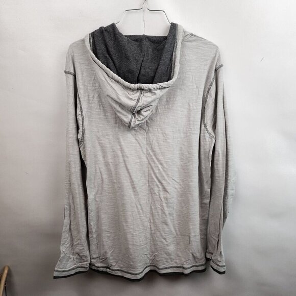 Free Planet Mens Hoodie Size Large Gray Heather 1/4 Button Lightweight Pullover - Picture 5 of 6
